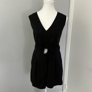 Black Dynamite V-Neck Romper with Cutout and Front Tie